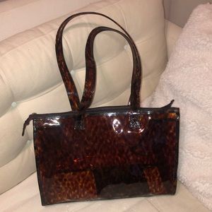 Vintage clear tortoise zip tote bag